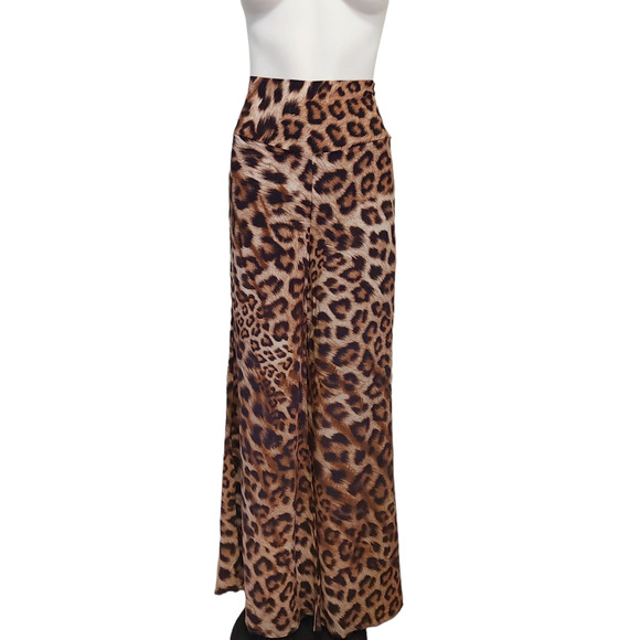 ERIKA PENA Pya Palazzo Animal High Waisted leopard print wide leg pants XS NEW - Picture 1 of 8